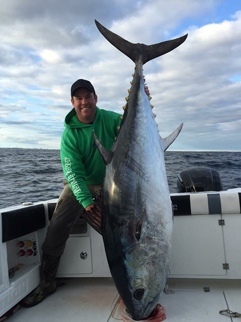 ANGLER: Julian Coyne SPECIES: Southern Bluefin Tuna  WEIGHT: 98kg LURE: JB Lures 8" Little Dingo.
